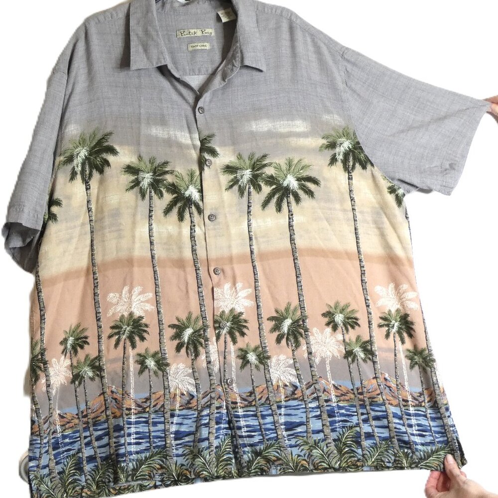 Batik Bay Men Shirt Size XXL Rayon Hawaiian Short Sleeve Easy Care Summer